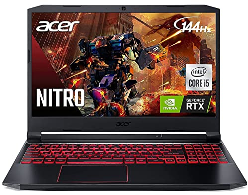 acer Nitro 5 AN515 Ordinateur portable de jeu | Intel Core i5-10300H jusqu'à 4,5 GHz | GPU NVIDIA GeForce RTX 3050 | 15,6 po FHD 144 Hz IPS | 8 Go DDR4 | SSD NVMe 512 Go | Intel Wi-Fi 6 | Clavier