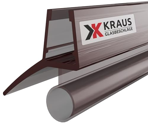 KRAUS Duschtürdichtung für 6-8mm Glas, 200cm, Grau-Transparent, Qualitative Duschdichtung/Duschlippe als Duschdichtungen für Duschtüren, kombinierbar mit einer Schwallschutzleiste Dusche
