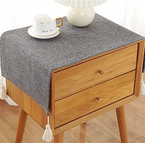 Utobanh Bedside Table Cover Cloth Tablecloth, Non-Slip Dustproof TV Cabinet Refrigerator Washing Machine Cover Towel Universal Small Square Towel (15.7 * 35.4 inches,dark grey)