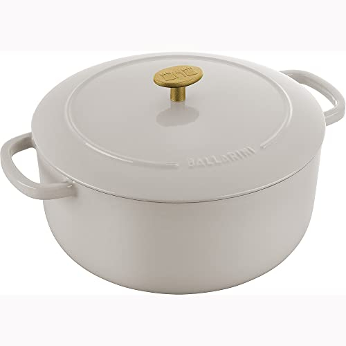 Ballarini Bellamonte - Forno olandese rotondo in ghisa 6 qt, colore: Bianco crema
