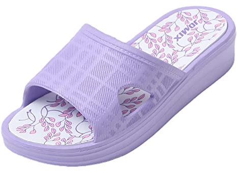JOMIX Chanclas Mujer Piscina Chanclas Plataforma Mujer Verano Comodas Chanclas con Cuña Playa Mar Baño Zapatillas Casa Mujer con Estampado Floral, Violeta, 40 EU