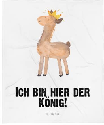 Mr. & Mrs. Panda Kuscheldecke Lama König - Geschenk, Sofadecke, Wohndecke, Alpaka, Abitur, Königin, Wolldecke, Abi, Tagesdecke
