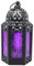 Piccola lanterna marocchina decorativa in metallo nero, portacandela per interni ed esterni, decorazione per la casa, patio, Halloween, matrimoni, Natale, viola
