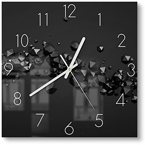 DEQORI Glasuhr | 30x30 cm | Motiv Geometrische Kometen | ausgefallene leise Design Uhr aus Glas | Wanduhr für Wohnzimmer & Küche | moderne Hingucker Uhr für die Wand