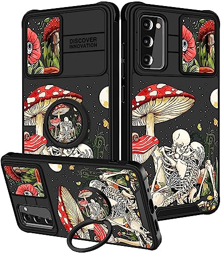 Funermei 2-in-1-Schutzhülle für Samsung Galaxy S20 FE für Damen, niedliches Mädchen, Totenkopf, Skelett, Gothic, lustig, gruselig, Horror, Gothic-Design, mit Kamera-Abdeckung und Ringständer, Funda
