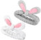 FRIUSATE 2 Stück Kosmetik Haarband für Make Up, Schminken Stirnband für Damen Mädchen, Hasen Ohren Korallen Fleece für Gesicht Waschen, Schönheit Hautpflege, Yoga