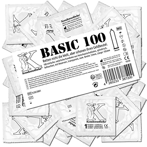 Kondomotheke BASIC, feuchte Kondome, hohe Qualität, sicher und zuverlässig - für professionelle Ansprüche geeignet - hervorragendes Preis-Leistungsverhältnis, 1 x 100 Stück