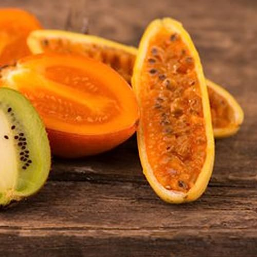 Luojuny Bananen-Passionsfrucht-Samen, 20 Stück/Beutel, natürliche, einfache Pflanze, tropisches Klima, Bonsai-Gartenfruchtsamen für den Balkon Samen der Bananen-Maracuja