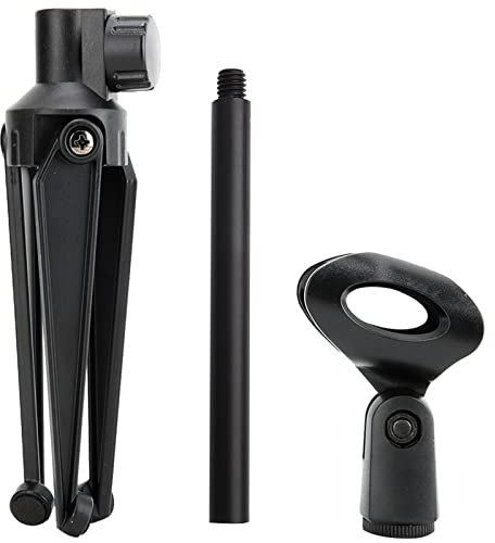 Microphone Bracket, Portable Lightweight Durable Anti-slip ABS Table Tripod Stand Adjustable Desktop Microphone Clamp Clip Holder with Nuts