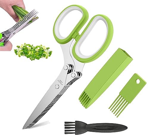 Forbici Cucina 5 Lame, Forbici per Erbe Aromatiche, Forbici Da Cucina 5 Lame, Forbici per Erbe Aromatiche, Forbici Base Erbe, Forbici per Sminuzzare Cibo, Acciaio inox/Plastica