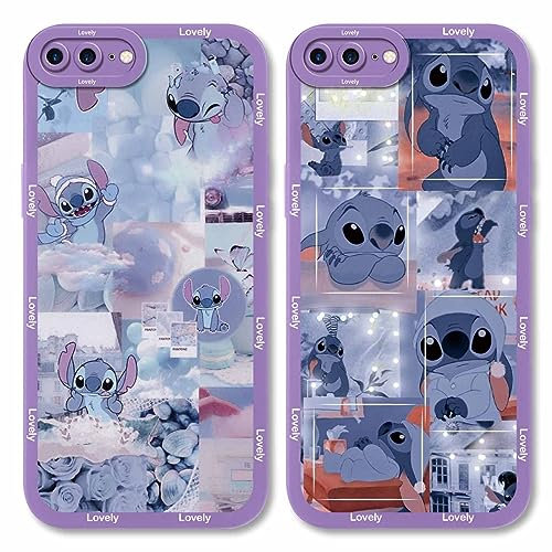 2 Pack Cute Cartoon Phone Case for iPhone 7 Plus/8 Plus Case 5.5,Funny Anime Girly Character Aesthetic Pattern Cases for Girls Boys Women,Soft TPU Shockproof Protective Funda for iPhone 7 Plus Purple