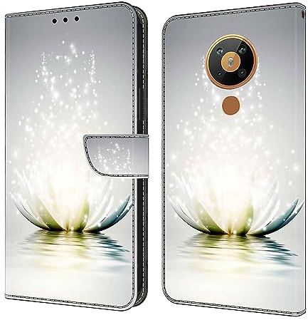 BLOTECH Hülle für Nokia 5.3 Handyhülle, 3D Muster LederHülle Schutzhülle PU Flip Wallte Case Tasche Brieftasche Stand Handy Halterung Kartenfächer für Nokia 5.3,Glowing Lotus