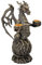 Figuren Shop GmbH Kerzenhalter Drache Walddrache 22,5 cm - Forest Dragon Statue Deko Figur Drache Kerzenleuchter Fantasy Gothic