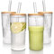 ANOTION Vasos de vidrio – Vasos de café helado de 22 onzas, vasos de café helado, taza de batido reutilizable, vaso de vidrio, vasos de agua, cristalería acanalada, trabajo desde el hogar, esenciales,
