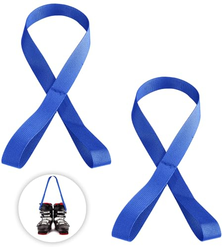 2 Stück Ski Tragegurt, Verstellbar Gurt Skischuh Ski Schultergurt Tragegurt zum Tragen von Skizubehör für Erwachsene Jugendliche Winter Outdoor Aktivitäten (Blau)