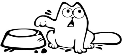 Lay u Home Autoaufkleber mit hungriger Katze, 21 x 9 cm, Reisschale, Tankdeckel, Dekoration, Karosserie-Aufkleber, Vinyl, Outdoor, Cartoon, Vibrant, Rechteck, Tierdruck, Schwarz