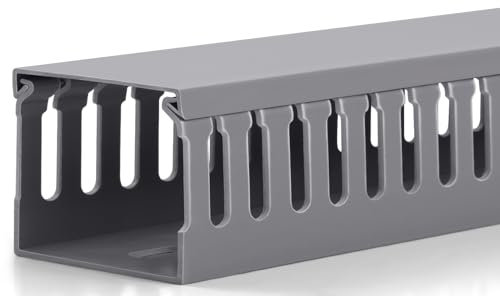 95in(4X L23.6in) Professional Server Rack Cable Management Raceway, H2 x W2.4in Large Capacity Cable Raceway Kit, Electrically Safe PVC, Open Slot Wire Raceway for Under Desk/Computer/Network Cords