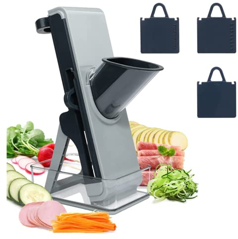 CVNIMV Standup Mandolin, for Potatoes,Vegetable,Meat,Onions Food Slice, Slicer with Container, Thickness Adjuster Multi Blades