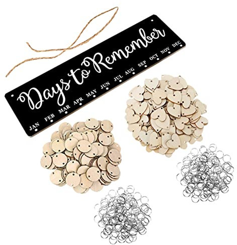 FUNOMOCYA Geburtstagskalender Für Kinder Familie Aufhängen Kalender Geburtstage Erinnerung Holzspäne Dekoration Wandbehang Mit Anhängern