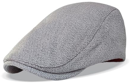 HIQIU Schiebermütze Herren aus Leinen Mit Futter - Flatcap Herren Schirmmütze Sommer Gatsby Efeu Hut Newsboy Cap Baskenmütze für Frühling und Herbst