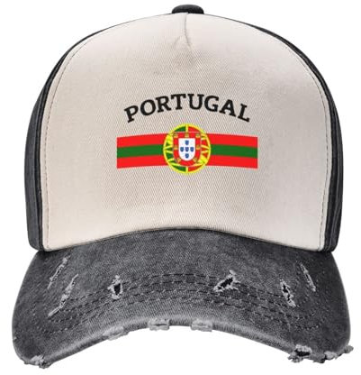 Cappello da cowboy retrò da uomo Bandiera della squadra di calcio del Portogallo vintage Scudo portoghese Crest Cappellini da baseball per uomo donna Distressed Denim Sun Cap Outdoor il regalo