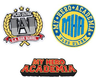 Grupo Erik Set of 3 Patches - My Hero Academia Merch | Iron On Patches, Sew On Patches, Applique Patches for Clothing, Embroidery Patches for Backpacks | My Hero Academia Gifts Under 15 Pounds