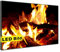 Leuchtbild I Kamin Feuer I LED Wandbild Leinwand mit Leuchtrahmen Made in Germany (Kamin Feuer LED Leuchtbild, 40x30 cm, Rahmen: Weiß Matt)