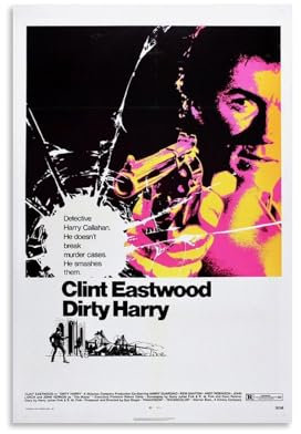 YAWRGJWRG Poster, Motiv: Dirty Harry 1971 (11), dekoratives ästhetisches Leinwandposter, Wandkunst, Dekor, Wohnzimmer, modern, Familienschlafzimmer, Musik-Filmposter, 30 x 45 cm, ungerahmter Stil