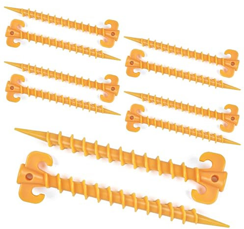 10Pcs Camping Tent Stakes Pegs Tent Heavy Duty Tent Nail Plastic Screw Tent Pegs for Fixing Camping Tent Rain Tarps Outdoors Tent Nails 20 * 4.5cm