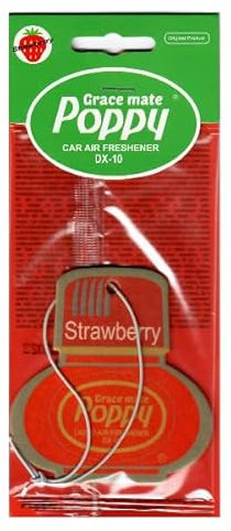 Poppy Grace Mate Classic Cardboard Car Airfreshener STRAWBERRY Value pack 10 pcs.