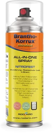 Brantho Korrux Rostschutzlack - All-in-One Sprühdose 1-K nitrofeste Metallschutzfarben Matt - 400ml Spraydose Nitrofest Schwarz Matt RAL9005