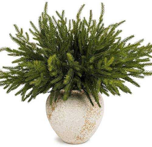 HomeKaren Norfolk Kiefernstämme 17,7 / 45cm, 16 Stück Weihnachten Kiefernzweige, Real Touch Grün für DIY Blumenarrangement, Zuhause Indoor Weihnachten Dekor