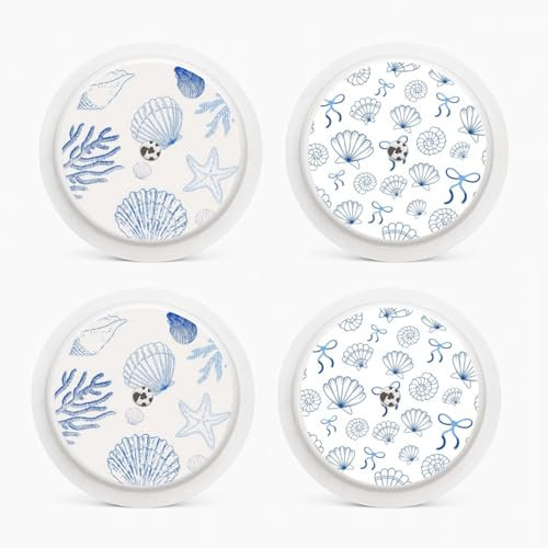 Libre Sensor 1 & 2 Sensor Stickers - Diabetic Sensor Vinyl Stickers - Glucose Monitor Sticker - Sea Shells & Bows - Pack of 4