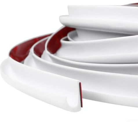 Grondaia a forma di J per camper, striscia autoadesiva in gomma TPE da 5 m per camper, guida dell'acqua domestica, guarnizione deviatrice bianca, resistente alle intemperie, facile installazione da