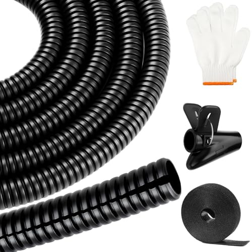 NZNSML Flexible Split Conduit 21.2mmx10m Underground Split Cable Protector | Animal Proof Flexible Split Conduit Cable Management Tidy Sleeve for TV PC Computer Electrical Wire Office Home Garden Black