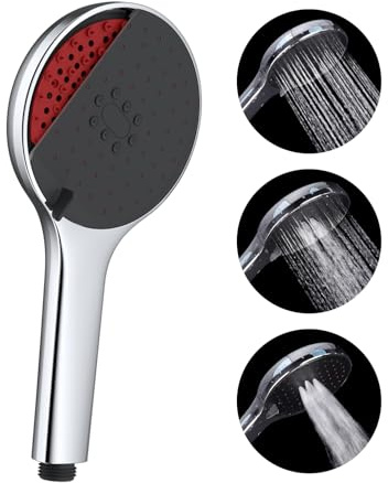 Hibbent Selbstreinigender Duschkopf Druckerhöhend mit 3 Strahlarten,Universal Handbrause Duschkopf Hochdruck,Duschkopf Wassersparend, Chrom
