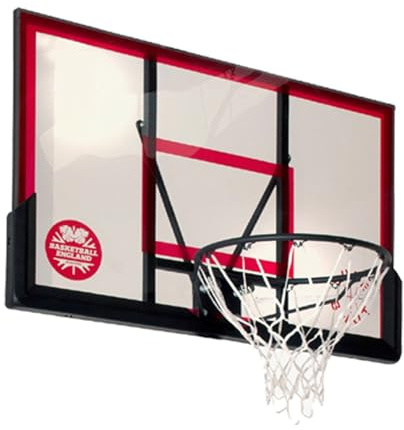 Sure Shot Acrylic Basketball Backboard & Ring Set – Wall Mounted 120 x 80cm with 30cm Extension Bracket, Includes Size 7 Basketball & Pump, Full Size Steel Ring, Indoor & Outdoor
