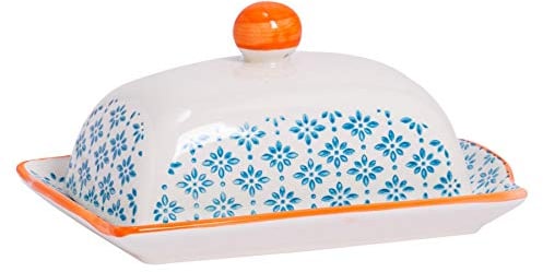 Nicola Spring Handgedrucktes Buttergericht - 18,5 X 12cm - Blau