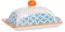 Nicola Spring Détroile à Motifs/Margarine avec Couvercle - 185 mm (7,3 Pouces) - Impression Bleue/Orange