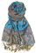Achillea Luxuriöser, doppellagiger Jacquard-Pashmina-Schal mit großem Paisley-Muster - Blau -