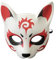 YangYong Kitsune Masque de renard pour Halloween, cosplay, kabuki, demi-visage de chat, bal masqué, fleurs roses, demi visage