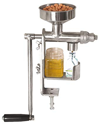 Q&Z Manual Oil Press Machine,Stainless Steel Home Oil Extractor High Oil Extraction Oil Presser Pressing Machine for Nut Peanut Sunflower Seed and Other Oil Crops