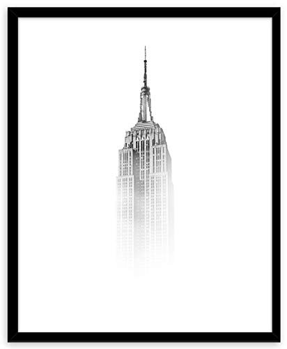 STYLER Gerahmtes Bild Fog 40 x 50 cm I Rahmenbild New York Empire State Building I Wandbilder Schlafzimmer I Wanddeko Home Kunstdruck I Bilder mit Rahmen und Plexiglas I Verschiedene Poster & Größen