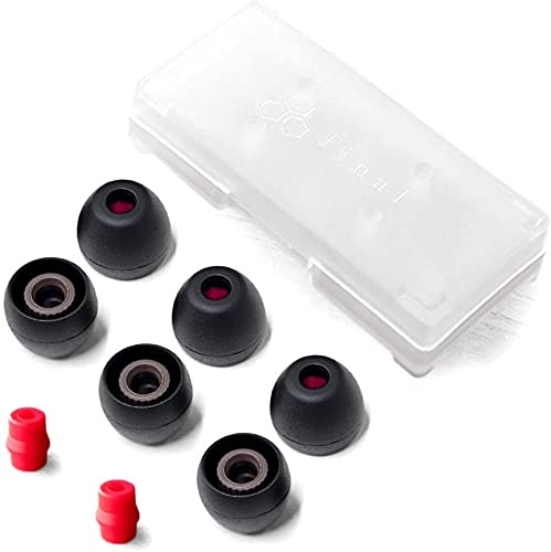 Final - Schwarz+Schwarz/Rot Silikon Typ E Ohrstöpsel Kit mit Etui und Düsenadapter Kompatibel mit 1More, AKG, Audio-Technica, Beats by DRE, Campfire Audio, Empire Ears, Sony, Westone (S)