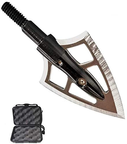 MILAEM Tiro con Arco Puntas de Flecha 100 Granos Broadhead Flecha de Caza para Arco Compuesto Arco recurvo (6X Broadheads + Box)