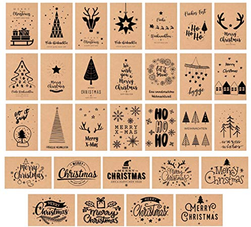 Edition Seidel Set 30 Weihnachtspostkarten Kraftpapier Weihnachten Karten Postkarten Weihnachtskarten