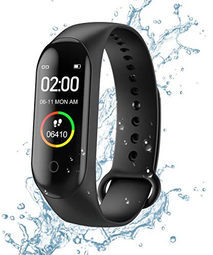 Fitness Tracker, M4 Smart Watch, Activity Tracker Orologio con cardiofrequenzimetro, IP67 Impermeabile Pedometro Sport Braccialetto Salute Fitness