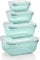 Grizzly 4er Set Frischhaltedosen (0,4L, 0,8L, 1,4L, 2,3L), rechteckig, Kunststoff, 100% luft-/wasserdicht, mikrowellengeeignete Vorratsdosen, Mint