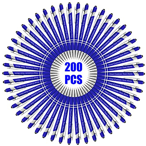 200 Stück Kugelschreiber Personalisiert mit Gravur Kugelschreiber Personalisierter mit Namen Logo Wunschtext, Stift Personalisierte Geschenk für Maenner, Frauen, Bachelor, Geburtstag, Blau