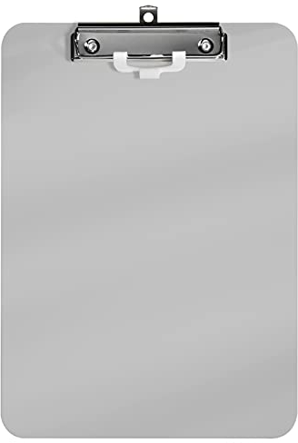 Hnogri Kunststoff-Klemmbrett, Standard A4 Letter Size Klemmbretter für Studenten, Büro und Frauen, Zwischenablage mit Stifthalter und Low Profile Clip, Größe 12,5 x 9 Zoll, (Grau)